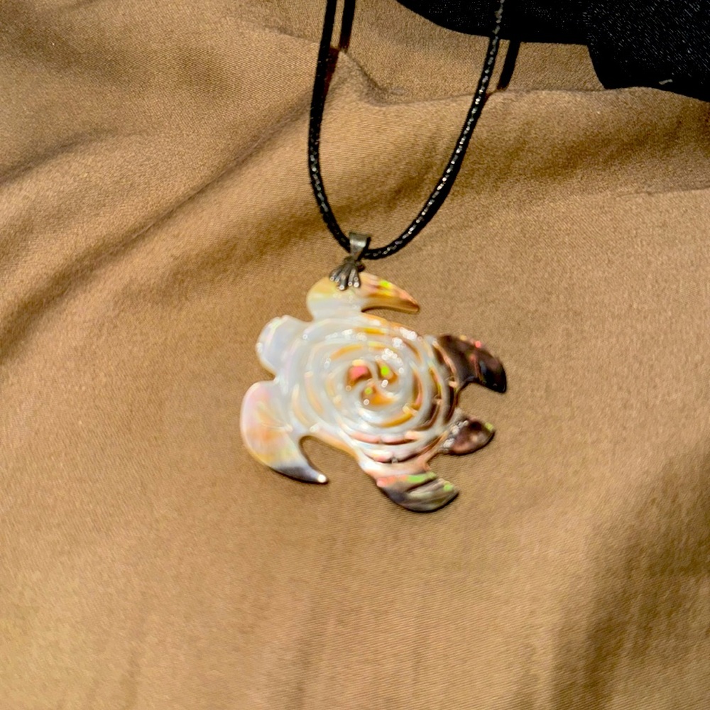 Opal/crystal turtle pendant necklace from Hawaii